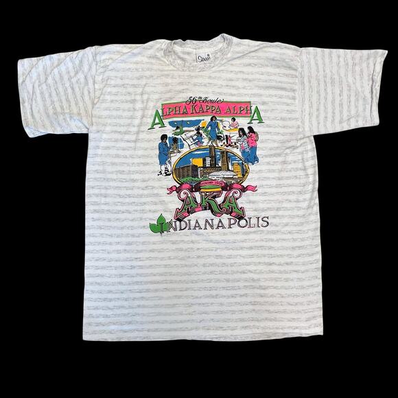 Vintage 90s Alpha Kappa Alpha Sorority Tee Shirt Pink Green AKA BOULE Sz XXL - Picture 1 of 7